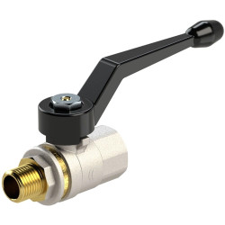 Ball valve, L 136 mm, 40 bar, brass, nickel-plated, for pipe systems, 103252