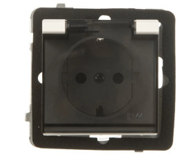 SONATA Gniazdo bryzgoszczelne z/u Schuko IP44 z przesłonami klapka przezroczysta ecru GPH-1RSP/m/27/d