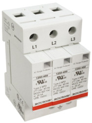 Ochrona przeciwprzepięciowa 600 V AC na szynę DIN Bourns Zabezpieczenie 3-biegunowe 50kA