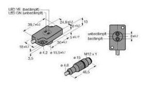Turck Czujnik indukcyjny nie podtynkowy NI1,5-KSR13A-2AD4X2-0,2-RS4.4T/S34