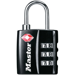 Master Lock 4680EURDBLK TSA 3-Digit Combination Black Finish 30mm Padlock