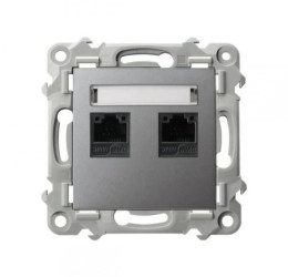SZAFIR Gniazdo komputerowe podwójne, kat. 5e MMC szary mat GPK-2Z/K/m/70
