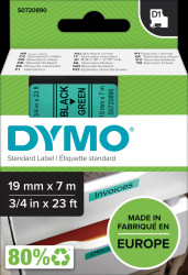 S0720890 DYMO D1 tape, 19 mm, black/green