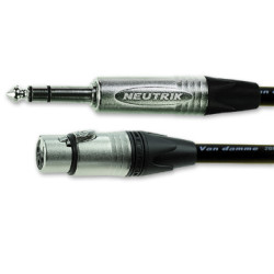 Kabel XLR 3m złącze A: Jack stereo 6,35 mm złącze B: 3-stykowe XLR Czarny Van Damme