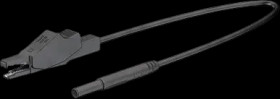 Measuring lead with (crocodile clip) to (2 mm lamella plug, straight), 1 m, black, PVC, 0.5 mm², 65.9185-10021
