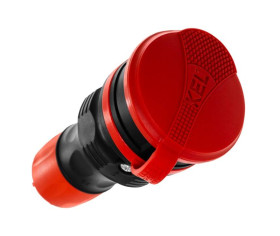 GN-54 EXTREM gniazdo z klapką hermetyczną IP54 2p+Z 16A czarne z czerwoną nakrętką W-97978