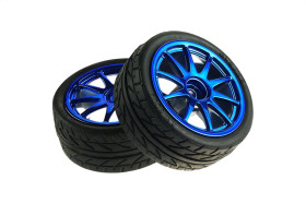 D65mm Rubber Wheel Pair - Blue (Without Shaft)