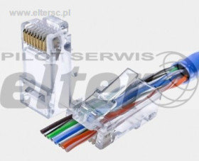 Wtyk RJ45 drut CAT6 przelotowy