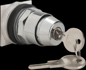 Key switch, 2 key, unlit, waistband round, metal, front ring metal, XAPSZ16