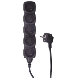 Przedłużacz 5-gniazd z/u 3m /H05VV-F 3G1/ czarny PC0513