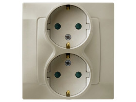 KARO Gniazdo podwójne z uziemieniem schuko z przesłonami IP-20 zaciski gwintowe ecru perłowy GP-2SSP/42 OSPEL