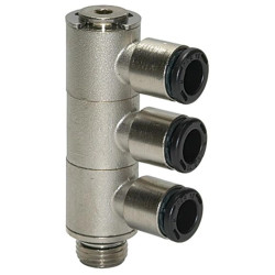 L multiple distributor, L 56.7 mm, 16 bar, brass, nickel-plated, for hose, 108808