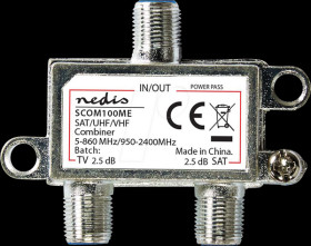 SCOM100ME Satellite crossover, 5 - 862 MHz, 950 - 2400 MHz, 75 ohm, silver