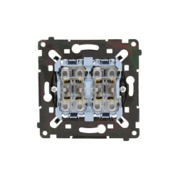 Simon 55 Łącznik krzyżowy podwójny (mechanizm) 10AX, 250V~, szybkozłącza, czarna rama SW7/2MR, WMDL-0106L7R-0XX