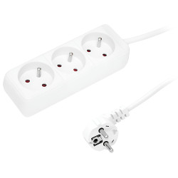 Przedłużacz sieciowy 3-Gniazda z uziemieniem 3m biały