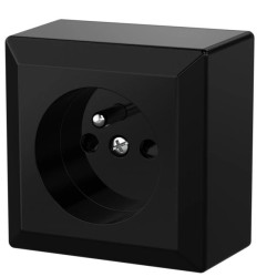 Gniazdo pojedyncze z uziemieniem natynkowe IP20 GAO, czarne / 20465