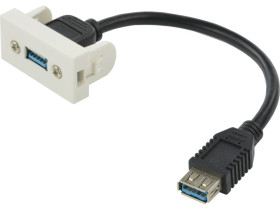 Gniazdo USB 3.0 z przewodem 15cm moduł 1M 22,5x45 biały Mediabox