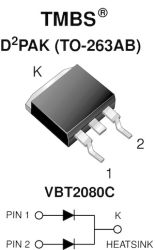 VBT2080C-M3 Dual Trench MOS Barrier Schottky Rectifier Ultra Low VF = 0.52 V at IF = 5 A