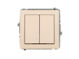 DECO Wyłącznik pojedynczy ze schodowym (dwa klawisze bez piktogramów wspólne zasilanie) beżowy 1DWP-10.11 KARLIK