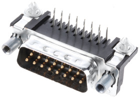 Złącze D-Sub 15-pinowe Męski Kąt Proste Przewlekany raster 2.74mm Złoto na niklu