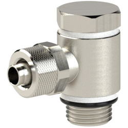 Angle swivel screw connection, L 26 mm, 18 bar, brass, nickel-plated, for hose, 110568
