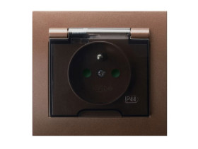 KIER Gniazdo hermetyczne z uziemieniem IP-44 z przesłonami torów prądowych wieczko przezroczyste brązowy metalik GPH-1WZP/52/d O