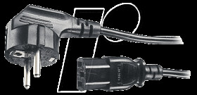 Power cable, grounding plug threaded, 5 m, black, C13