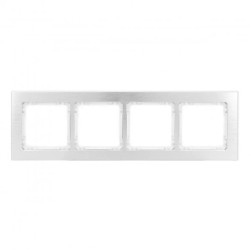 DECO Ramka uniwersalna poczwórna - aluminium szczotkowane (ramka: srebrna spód: biały) 7-0-DRA-4