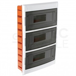OUTLET Rozdzielnica podtynkowa S-36 (N+PE) 3x12 moduły IP40 306x470x100mm drzwi transparentne dymne NEKU