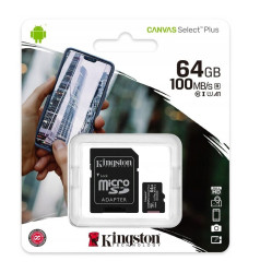 Kingston CANVAS Select Plus 64GB Micro SD Card + Adapter