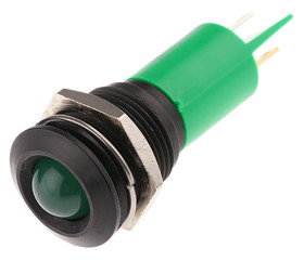 Lampka kontrolna do montażu panelowego 115 V dc, 230V ac, zielona 16mm LED Końcówka lutownicza RS PRO