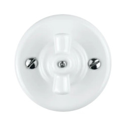 Włącznik światła schodowy obrotowy z ramką, ceramiczny, montaż natynkowy, kolor biały Ceramic Loft