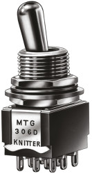 Przełącznik Wł.-wł. średnica wycięcia 12.5mm 3PDT KNITTER-SWITCH Montaż panelowy długość przełącznika 11.5mm