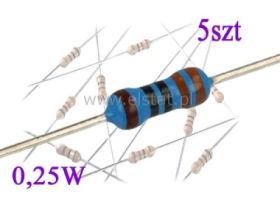 Rezystor metaloxid 2,2 MOhm 0,25W 1% ( 5szt)