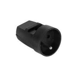 Gniazdo sieciowe na przewód okrągłe z bolcem czarne