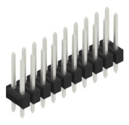 Pin header, 20 pole, pitch 2.54 mm, straight, black, 10055269