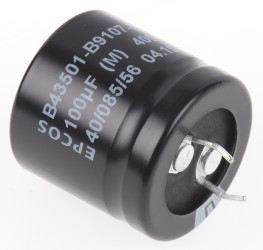 Kondensator 100μF 400V dc Zatrzaskowy EPCOS roztaw: 10mm 25 (Dia.) x 25mm