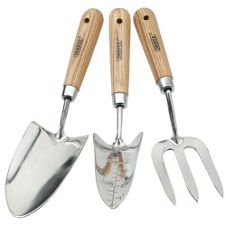 Draper Expert 09565 Stainless Steel Hand Fork and Trowels Set - Ash Handles 3 Pc