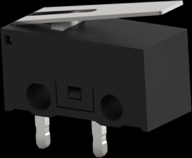 Miniature snap-action switche, PCB connection, hinge lever, 0.39 N, 3 A/125 VAC, 1.5 A/250 VAC, 2351445-6