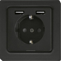 Gniazdo niemieckie (typ F) DSS z 2xUSB-A w E-Design55, antracytowy mat - DSS55E+2xUSBA-am