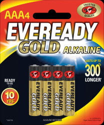 Gold, alkaline battery, AAA (Micro), 4-pack