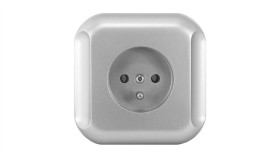 Topaz Gniazdo Pojedyncze Podtynkowe Z Uziemieniem Gpt-16T Srebrne