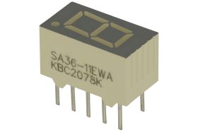 Wyświetlacz; LED; SA36-11EWA; pojedynczy; czerwony; anoda; 7-segmentowy; 9,14mm; 7,5mm; 14mm; Kolor tła: szary; 0,48÷1,9mcd; 625