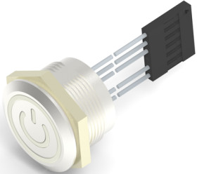 Vandal-proof pushbutton switch, 1 pole, silver, illuminated  (red), 1 A/24 VDC, mounting Ø 22.2 mm, IP68, 2342837-2