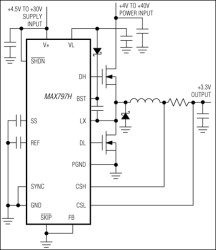 High-Voltage, Step-Down Controller with Synchronous Rectifier for CPU Power