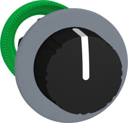 Rotary switch, 3 positions, unlit, latching, waistband round, black, front ring light gray, 3 x 45°, mounting Ø 30.5 mm, ZB5FD59