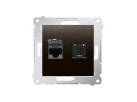 SIMON 54 Gniazdo komputerowe podwójne 2xRJ45 kat.6 z przesłoną przeciwkurzową brąz mat D62.01/46 KONTAKT SIMON