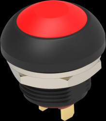 Pushbutton, 1 pole, red, unlit , 0.12 A/125 VAC, 0.2 A/50 VDC, 13.6 mm, IP68, 2329383-2