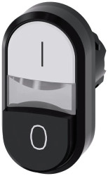 Przycisk podwójny podświetlany 22mm tworzywo biały /I/ czarny /O/ przyciski płaski/wysoki SIRIUS ACT 3SU1001-3BB61-0AK0