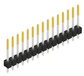 Pin header, 15 pole, pitch 2.54 mm, straight, black, 10048431
